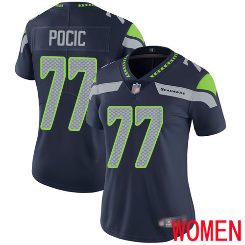 Seattle Seahawks Limited Navy Blue Women Ethan Pocic Home Jersey NFL Football #77 Vapor Untouchable